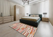 Contemporary Tan Brown Southwestern Rug in a Bedroom, con653