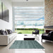 Square Machine Washable Contemporary Green Rug in a Living Room, wshcon655