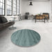 Round Machine Washable Contemporary Green Rug in a Office, wshcon655