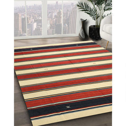 Contemporary Brown Oriental Rug in Family Room, con656