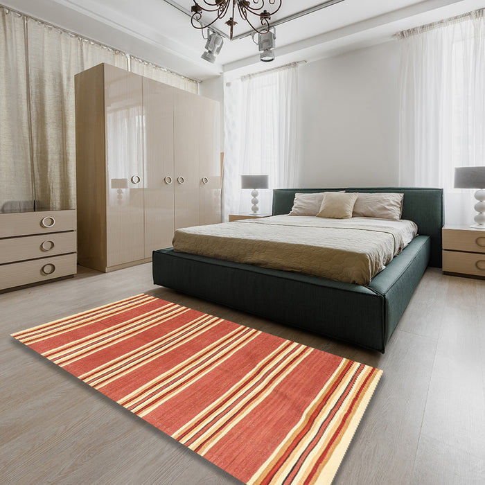 Machine Washable Contemporary Scarlet Red Rug in a Bedroom, wshcon657