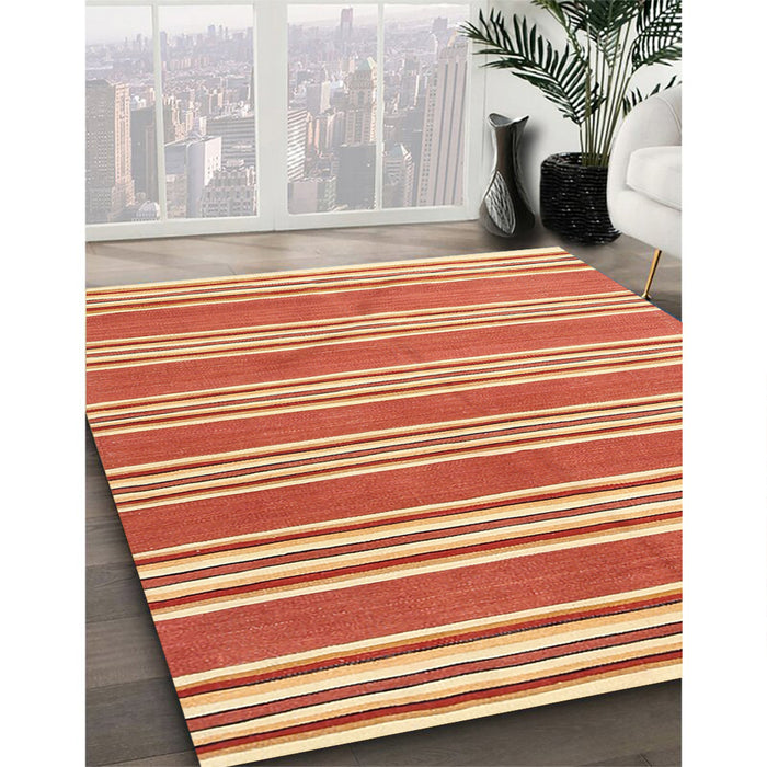 Contemporary Scarlet Red Oriental Rug in Family Room, con657