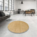 Round Contemporary Yellow Solid Rug in a Office, con65