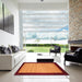 Square Machine Washable Contemporary Dark Orange Rug in a Living Room, wshcon661