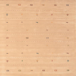 Square Contemporary Yellow Orange Solid Rug, con662