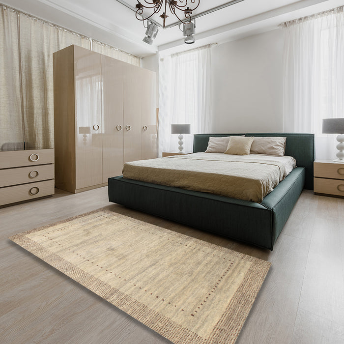 Machine Washable Contemporary Brown Rug in a Bedroom, wshcon666