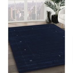 Contemporary Blue Modern Rug in Family Room, con667