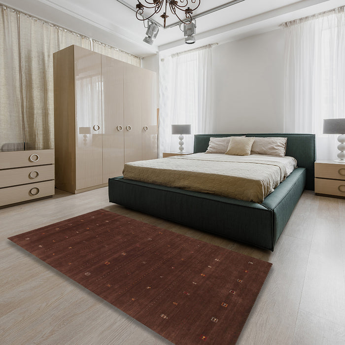 Contemporary Red Modern Rug in a Bedroom, con668