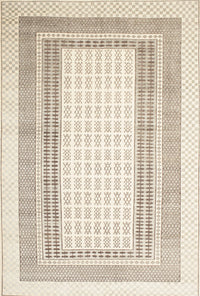 Machine Washable Contemporary Light French Beige Brown Rug, wshcon669