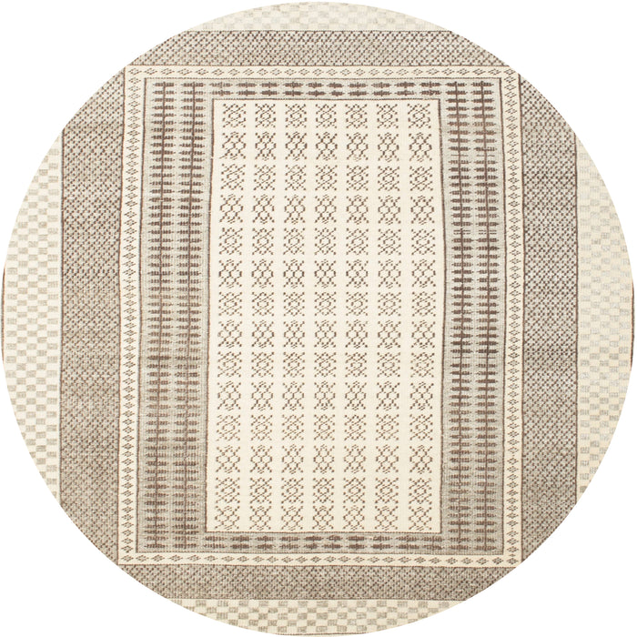 Square Machine Washable Contemporary Light French Beige Brown Rug, wshcon669
