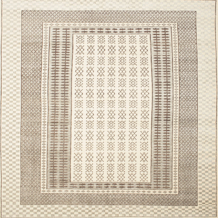 Square Contemporary Light French Beige Brown Southwestern Rug, con669