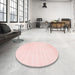 Round Machine Washable Contemporary Light Red Pink Rug in a Office, wshcon66