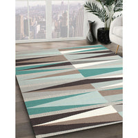 Contemporary Camouflage Green Modern Rug, con672