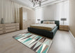 Machine Washable Contemporary Camouflage Green Rug in a Bedroom, wshcon672