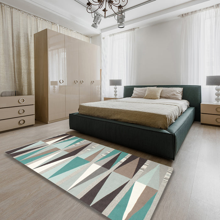 Machine Washable Contemporary Camouflage Green Rug in a Bedroom, wshcon672