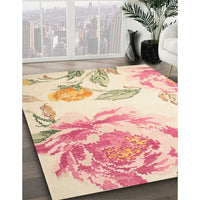 Contemporary Golden Blonde Gold Botanical Rug, con674