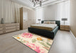 Machine Washable Contemporary Gold Rug in a Bedroom, wshcon674