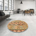 Round Machine Washable Contemporary Red Rug in a Office, wshcon675