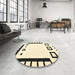 Round Machine Washable Contemporary Khaki Green Rug in a Office, wshcon676