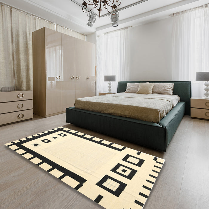 Machine Washable Contemporary Khaki Green Rug in a Bedroom, wshcon676