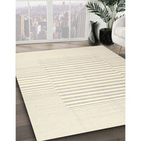 Contemporary Peach Beige Solid Rug, con677