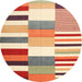 Sideview of Contemporary Brown Gold Patchwork Rug, con678