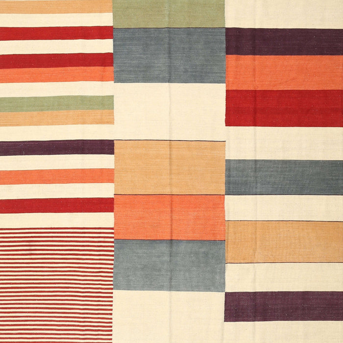 Contemporary Brown Gold Patchwork Rug, con678