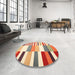 Round Machine Washable Contemporary Brown Gold Rug in a Office, wshcon678