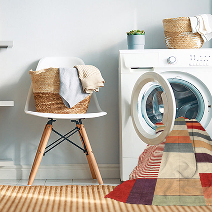 Machine Washable Contemporary Brown Gold Rug in a Washing Machine, wshcon678