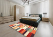 Machine Washable Contemporary Brown Gold Rug in a Bedroom, wshcon678
