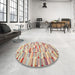 Round Contemporary Brown Modern Rug in a Office, con679