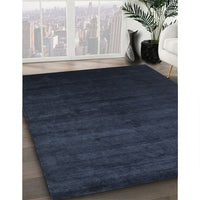 Contemporary Dark Blue Grey Blue Modern Rug, con67