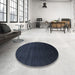 Round Contemporary Dark Blue Grey Blue Modern Rug in a Office, con67