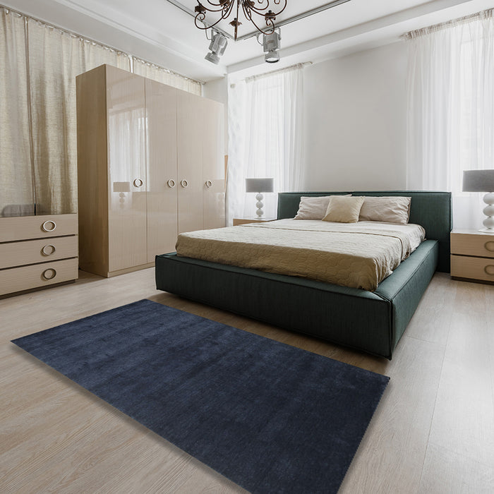 Machine Washable Contemporary Dark Blue Grey Blue Rug in a Bedroom, wshcon67