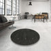 Round Machine Washable Contemporary Charcoal Black Rug in a Office, wshcon680