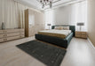 Machine Washable Contemporary Charcoal Black Rug in a Bedroom, wshcon680