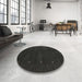 Round Contemporary Charcoal Black Modern Rug in a Office, con680