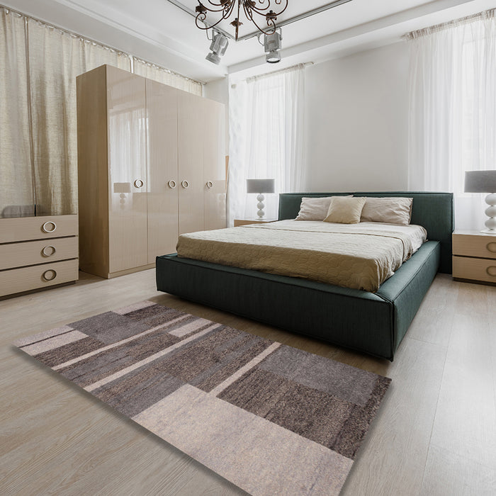 Machine Washable Contemporary Rosy Pink Rug in a Bedroom, wshcon681