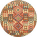 Sideview of Contemporary Sand Brown Southwestern Rug, con682