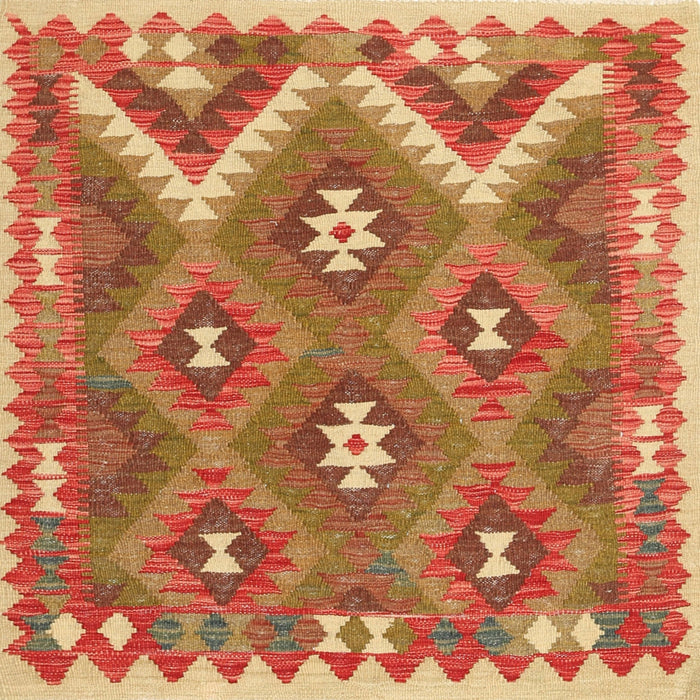 Square Contemporary Red Southwestern Rug, con684