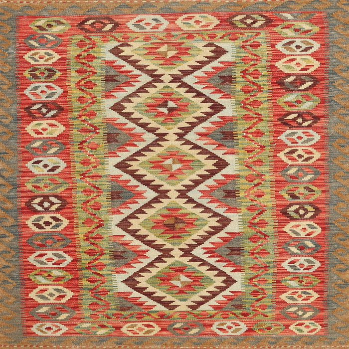 Square Contemporary Metallic Gold Southwestern Rug, con686
