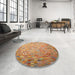 Round Machine Washable Contemporary Orange Rug in a Office, wshcon687