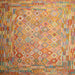 Square Contemporary Orange Southwestern Rug, con687