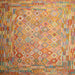 Sideview of Machine Washable Contemporary Orange Rug, wshcon687