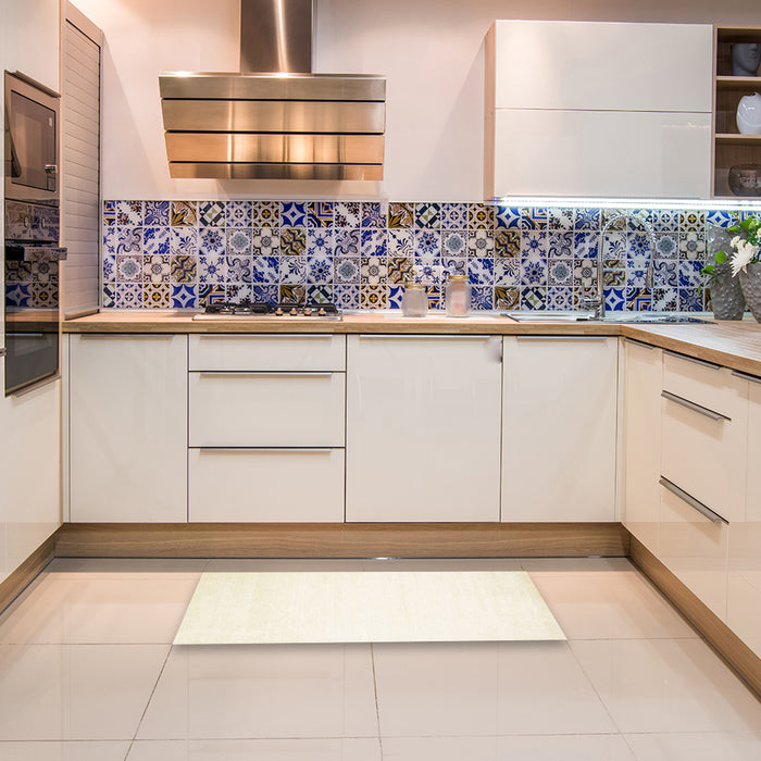 Contemporary Beige Solid Rug in a Kitchen, con68