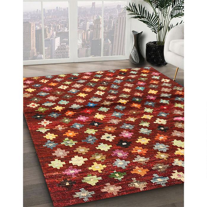 Machine Washable Contemporary Rust Pink Rug in a Family Room, wshcon696