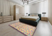 Contemporary Brown Gold Modern Rug in a Bedroom, con697