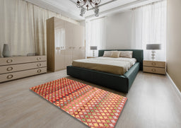 Contemporary Sand Brown Oriental Rug in a Bedroom, con699