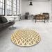 Round Machine Washable Contemporary Sun Yellow Rug in a Office, wshcon701