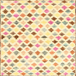 Square Contemporary Sand Brown Southwestern Rug, con702